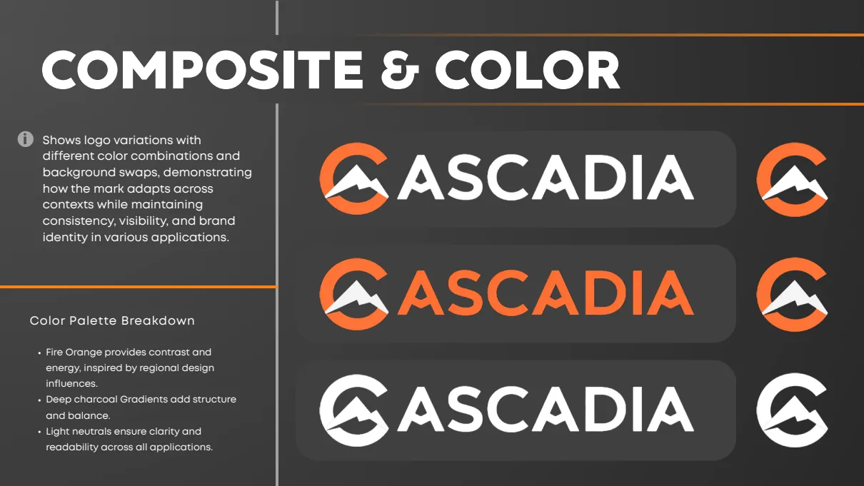 Cascadia logo composition and color